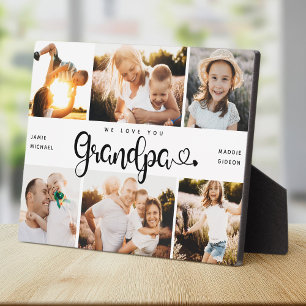 Grandpa We Love youハートモダン6 Photo Collage フォトプラーク