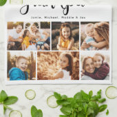 Grandpa We Love youハートモダンPhoto Collage キッチンタオル (折り畳み)