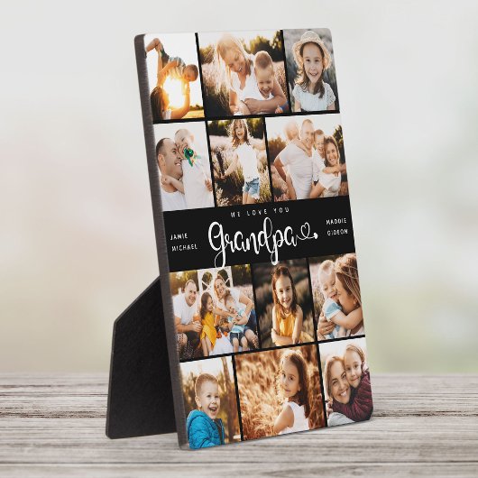 Grandpa We Love youハートモダンPhoto Collage フォトプラーク