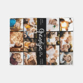 Grandpa We Love youハートモダンPhoto Collage フリースブランケット (正面(横))