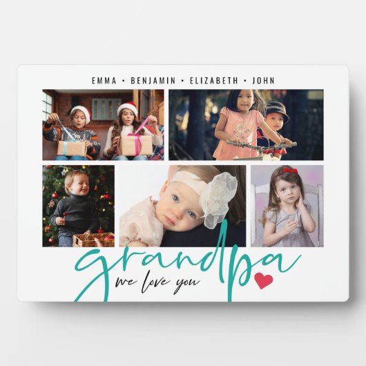 Grandpa We Love You モダン Photo Collage フォトプラーク (正面)