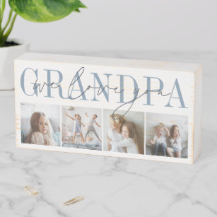 Grandpa We Love You 4 Photo Collage ウッドボックスサイン