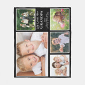 Grandpa We Love You Photo Collage Black フリースブランケット (正面)