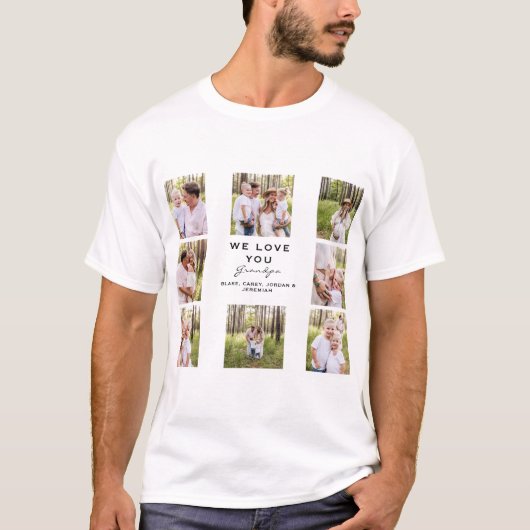 Grandpa We love You Photo Collage Platーク Tシャツ (正面)