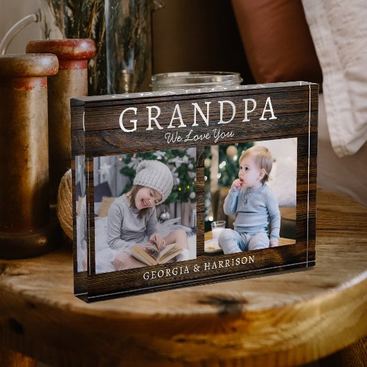 Grandpa We Love You Picture Collage Keepsake Gift フォトブロック