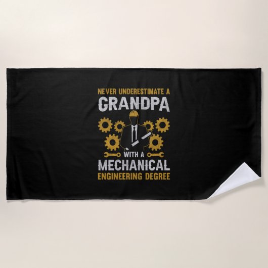 Grandpa With A Mechanical Engineering ビーチタオル (正面)