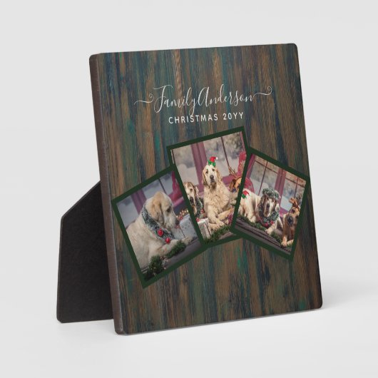 GRANDPARENTフォトコラージギフト – 素朴 Wood フォトプラーク (正面)