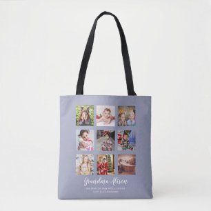 GRANDPARENT PHOTO COLLAGE GIVES - Dusty Blue トートバッグ