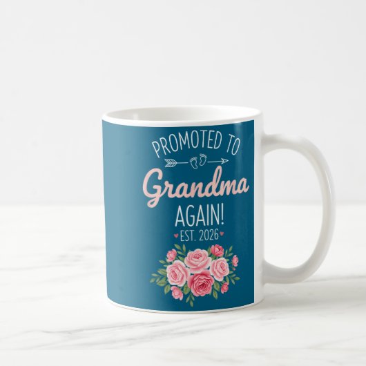 Grandparent Promoted To Grandma Again Est. 2026, N コーヒーマグカップ (右)