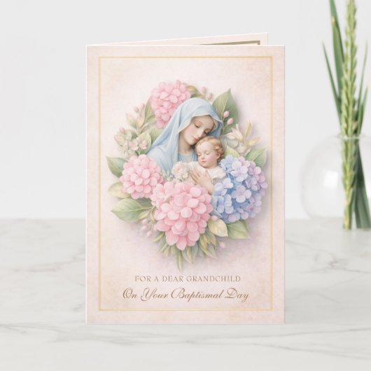 Grandparents Baptism For Baby Blessed Mary カード (正面)