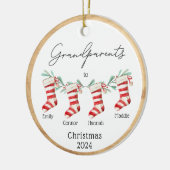 Grandparents Christmas Ornament Custom Stockings セラミックオーナメント (左)