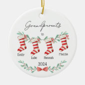 Grandparents Christmas Ornament Custom Stockings セラミックオーナメント (正面)