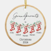 Grandparents Custom Stockings Christmas Tree セラミックオーナメント (正面)