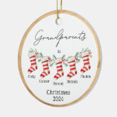 Grandparents Custom Stockings Christmas Tree セラミックオーナメント (左)