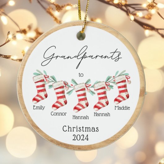 Grandparents Custom Stockings Christmas Tree セラミックオーナメント