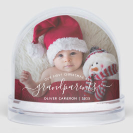 Grandparents First Christmas Photo White Script