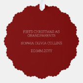 Grandparents Modern Baby's First Christmas Photo オーナメントカード (裏面)