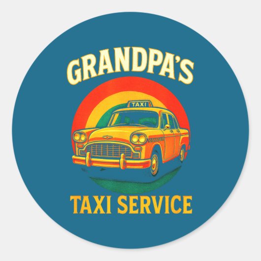 Grandpa's Taxi Service - Funny Driver Lover ラウンドシール (正面)