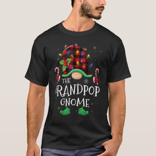 Grandpop Gnome Buffalo Plaid Matching Family Chris Tシャツ (正面)