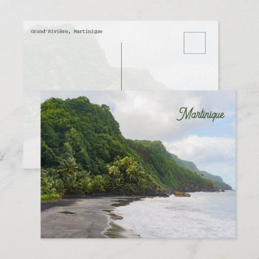 Grand'Rivière Martinique Black Sand Beach Nature ポストカード (正面/裏面)