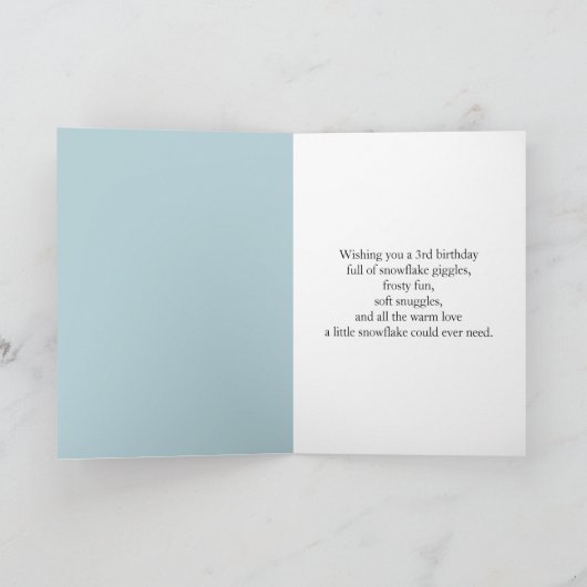 Grandson 3rd Birthday Snowman Snowy Three カード (内部)