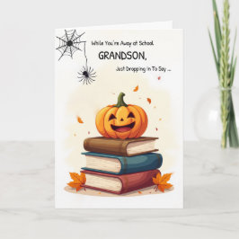 Grandson Away at School Funny Halloween Spider カード