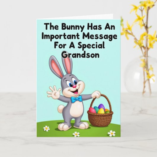 Grandson Bunny Message Card カード (黄色い花)