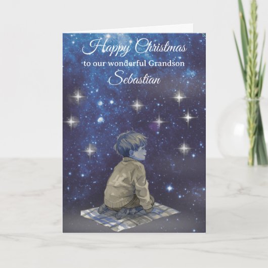 Grandson Christmas Card – Starry Night カード (正面)