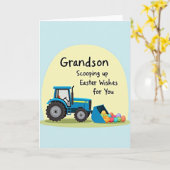 Grandson Easter Wishes Tractor Card カード (黄色い花)