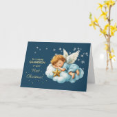 Grandson First Christmas Sleeping Angel on Cloud カード (黄色い花)