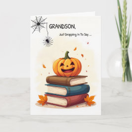 Grandson Funny Halloween Cute Spider Dropping In カード