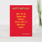 Grandson motivational birthday greeting cards カード (正面)