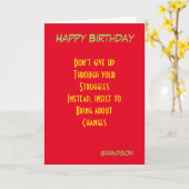Grandson motivational birthday greeting cards カード (黄色い花)