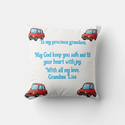 Grandson Prayer From Grandma Throw Pillow クッション (正面)