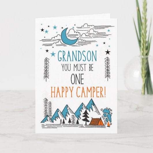 Grandson Summer Camp One Happy Camper カード (正面)