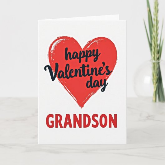 Grandson Valentines Day Heart Card カード (正面)