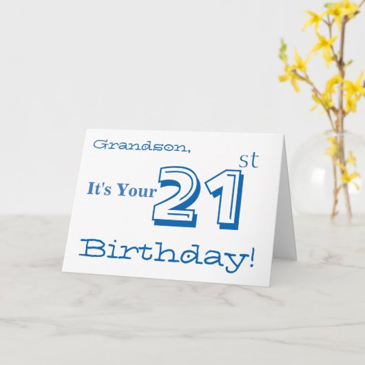 Grandson's 21st birthday greeting in blue & white. カード (黄色い花)