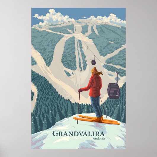 Grandvalira Andorra Ski Resort Travel Poster ポスター (正面)