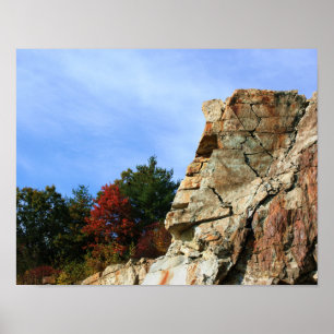 Granite Rock Cliff Fall Foliage Nature ポスター