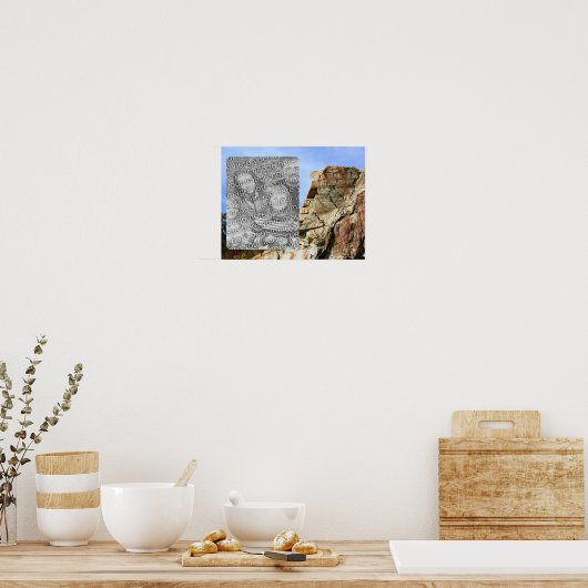Granite Rock Cliff Frameあなたの写真を追加 ポスター (キッチン)