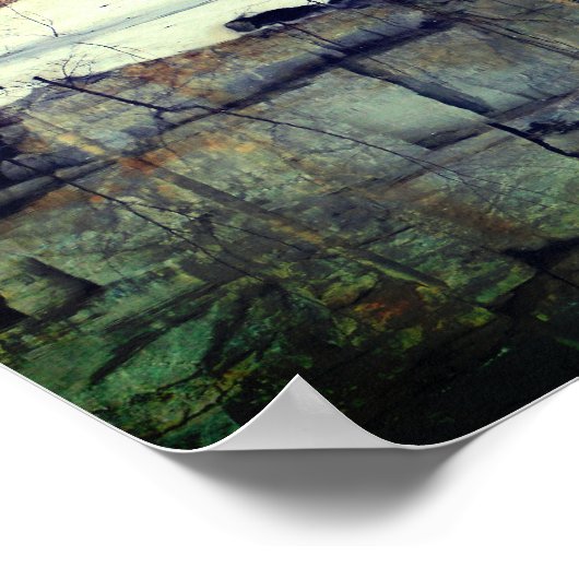 Granite Rock Wall Reflections In Pond Nature  ポスター (角)