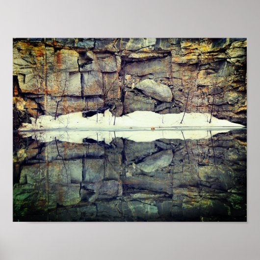 Granite Rock Wall Reflections In Pond Nature  ポスター (正面)