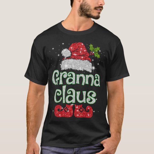 Granna Claus Santa Funny Christmas Pajama Matching Tシャツ (正面)
