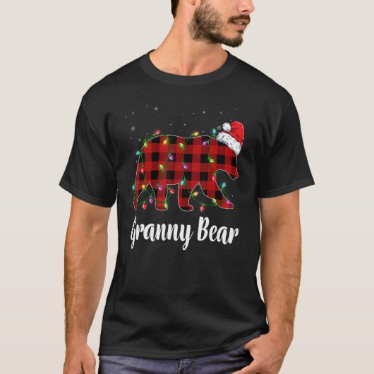 Granny Bear Buffalo Red Plaid Matching Family Chri Tシャツ (正面)