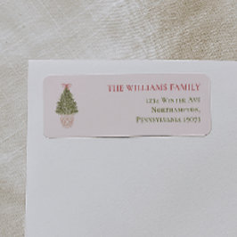 Granny Chic Coquette Christmas Tree Return Address ラベル