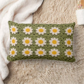 Granny Daisy Aestethic Croche Pattern Floral Retro ランバークッション (ブランケット)