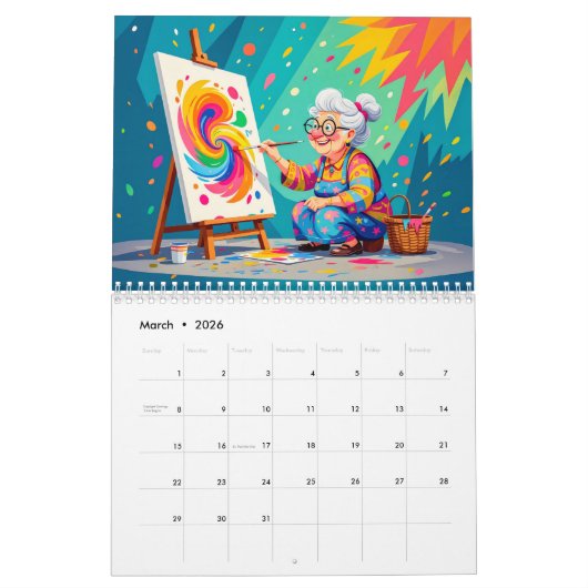 Granny Gone Wild – 2026 Retirement Adventure Calen カレンダー (3月 2026)