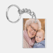 Granny Photo Established Year Modern Heart キーホルダー (正面左)