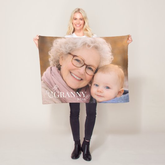 Granny Photo Established Year Modern Heart フリースブランケット (インサイチュ)