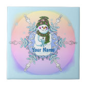 Granny Snowflake Snowman tile タイル (正面)